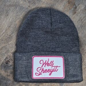 NWT Grey Beanie With Embroidered Patch